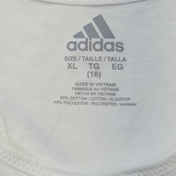 Adidas Kids Girls White Graphic Tank Top Size XL 16 - Picture 6 of 7